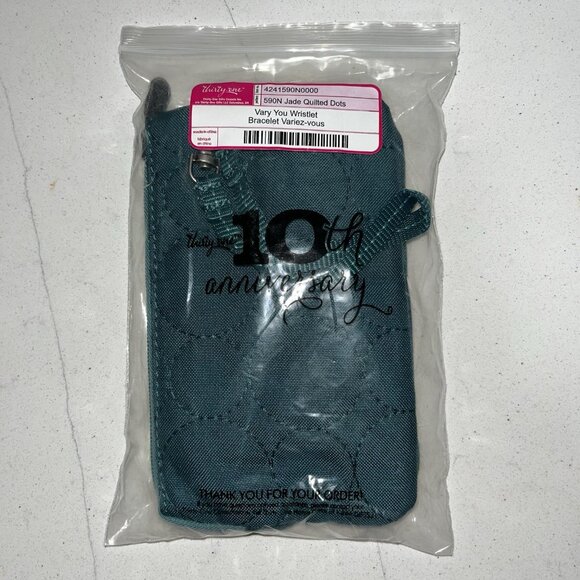 NWT Thirty -One Vary You Wristlet Jade Quilted Dots - Picture 6 of 6